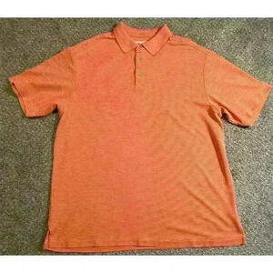 Tommy Bahama Orange /Peach Ribbed Knit Polo Golf Shirt Men's XL